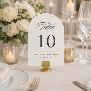 Cartão de Número de Mesa de Casamento Simples e El