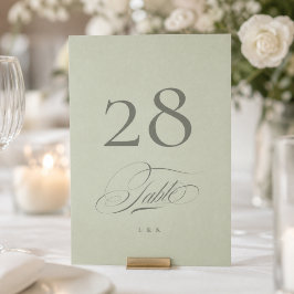 Cartão de Número de Mesa de Casamento Verde Pistac