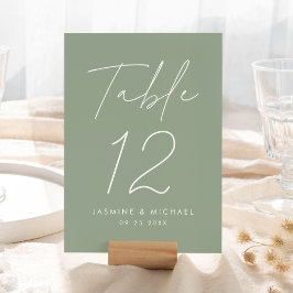 Cartão de Número de Mesa de Casamento Verde Sage c