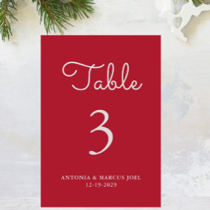 Cartão de Número de Mesa de Casamento Vermelho de