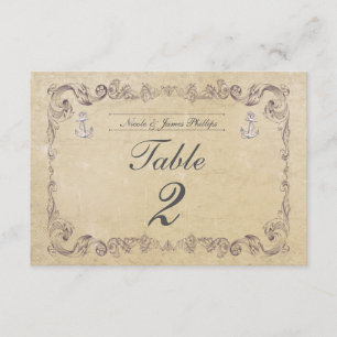 Cartão de Número de Mesa de Casamento Vintage Prai