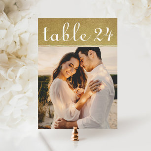 Cartão de Número de Mesa de Foto de Casamento com
