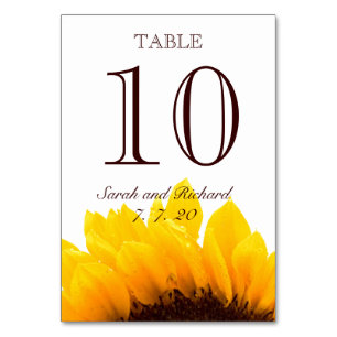 Cartão de Número de Mesa de Girassol Castanho Amar