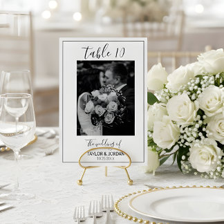 Cartão de Número de Mesa de Recepção de Casamento