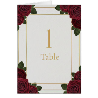 Cartão de Número de Mesa Elegante em Rosa Burgundy