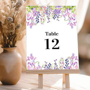 Cartão de Número de Mesa Elegante Roxo Wisteria