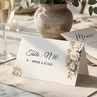 Cartão de Número de Mesa Floral Rosa Elegante