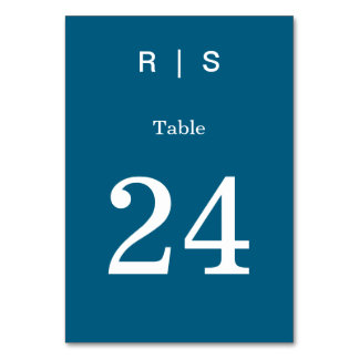 Cartão de Número de Mesa Monograma Azul Clássico E