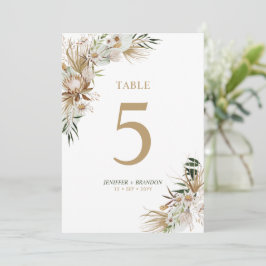 Cartão de Número de Mesa para Casamento Boho Doura