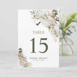 Cartão de Número de Mesa para Casamento Boho Doura