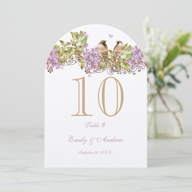 Cartão de Número de Mesa para Casamento de Pássaro (Em pé/Frente)