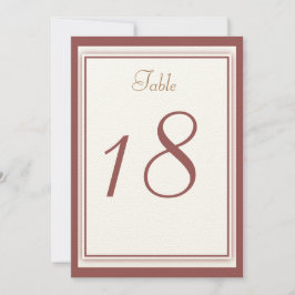 Cartão de Número de Mesa para Casamento Marsala