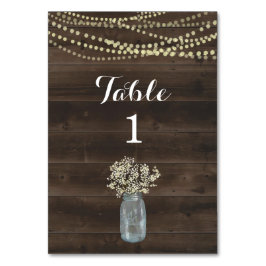 Cartão de Número de Mesa Rústico - Madeira e Bebê'