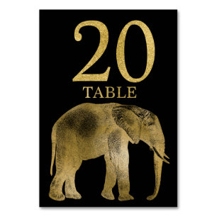Cartão de Número de Tabela 20 para Elefante Animal