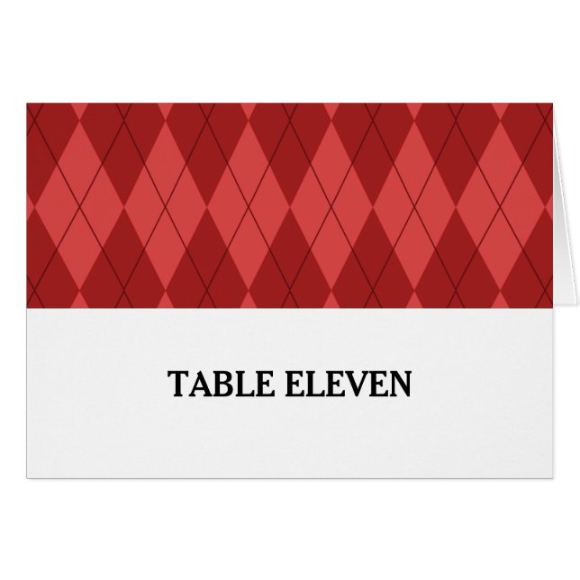 Cartão de Número de Tabela Argyle Vermelho (Frente Horizontal)