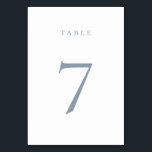 Cartão de Número de Tabela Azul Dusty<br><div class="desc">Cartão de número de mesa azul empoeirado minimalista. Observe que os cartões de números de tabela devem ser numerados e adicionados ao carrinho individualmente.</div>