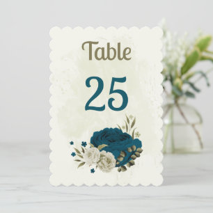 cartão de número de tabela botânica floral azul-la