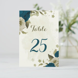 cartão de número de tabela botânica floral azul-la