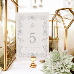 Cartão de Número de Tabela Casada de Monograma de<br><div class="desc">Esta Carta de Número da Tabela do Monograma de Regência da Coleção Victoria apresenta flores desenhadas à mão, no estilo renascentista, formando lindamente os detalhes do casamento em um estilo de fonte clássico e elegante. Este design de eterno tem certeza de que vai dar uma impressão duradoura aos seus convidados!...</div>