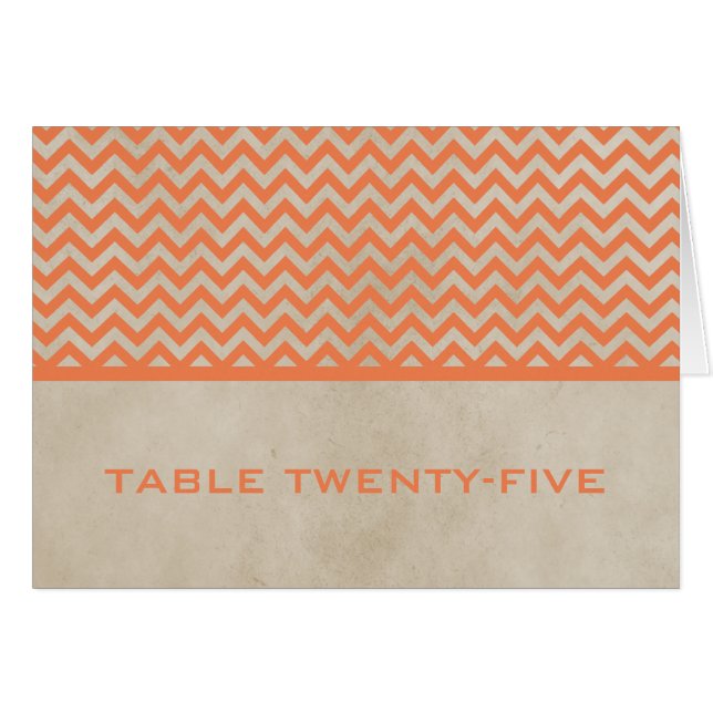 Cartão de Número de Tabela Chic Chevron Laranja (Frente Horizontal)