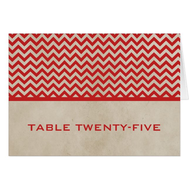 Cartão de Número de Tabela Chic Chevron Vermelho (Frente Horizontal)
