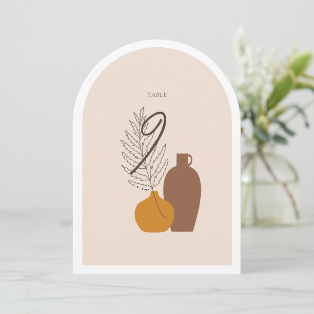 Cartão de Número de Tabela de Casamento Boho Minim (Em pé/Frente)