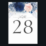 Cartão de Número de Tabela de Casamento Cor-de-Ros<br><div class="desc">Cartões para números florais azuis e cor-de-rosa</div>
