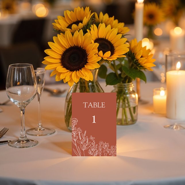 Cartão de Número de Tabela de Casamento das Flores (Criador carregado)