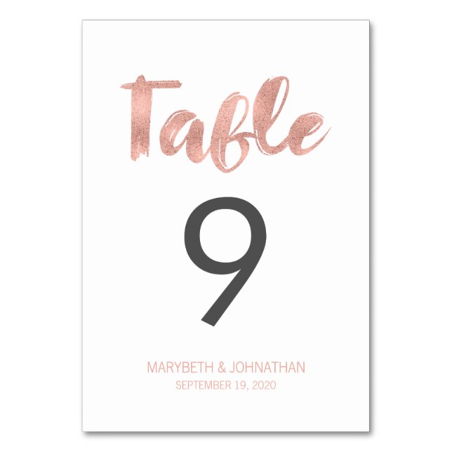 Cartão de Número de Tabela de Casamento de Amor Do (Frente)