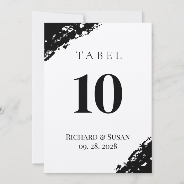 Cartão de Número de Tabela de Casamento de Cor-de- (Frente)