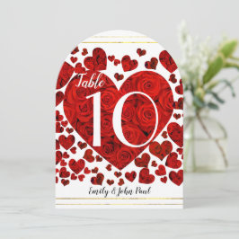 Cartão de Número de Tabela de Casamento de Coraçõe