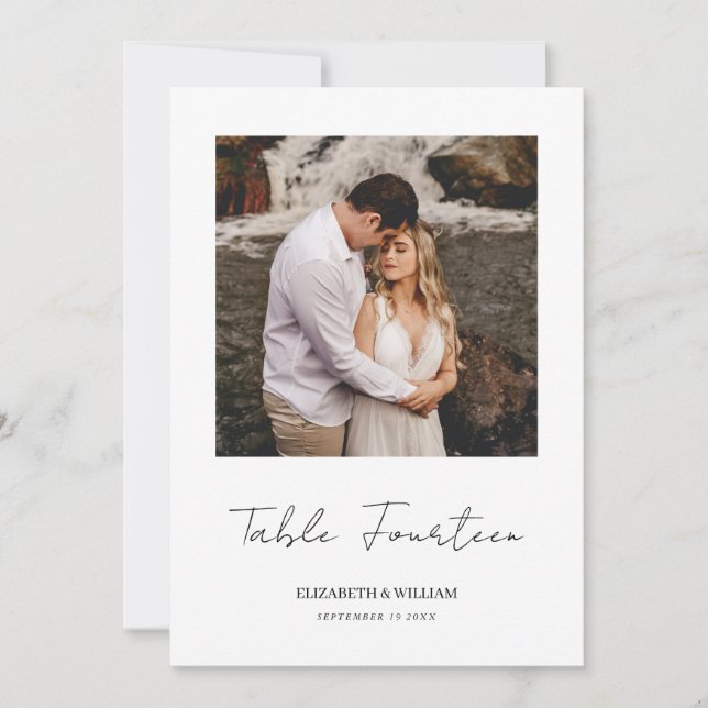 Cartão de Número de Tabela de Casamento de Foto de (Frente)