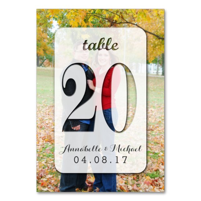 Cartão de Número de Tabela de Casamento de Foto Pe (Frente)