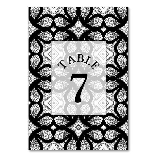 Cartão de Número de Tabela de Casamento de Mandala (Frente)