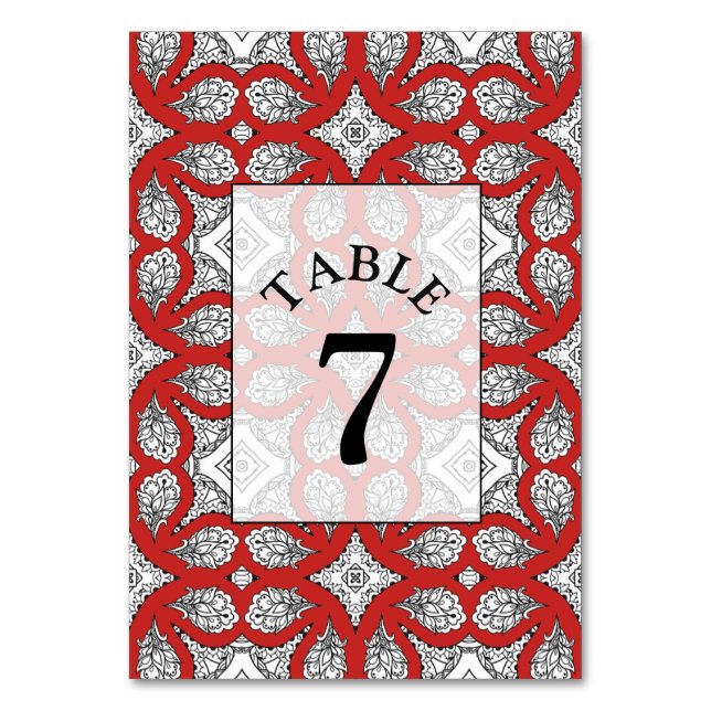 Cartão de Número de Tabela de Casamento de Mandala (Frente)