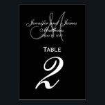 Cartão de Número de Tabela de Casamento de Monogra<br><div class="desc">Cartões Números de Tabela de Casamento Preto e Branco com monograma de bandeja personalizado. Design por Elke Clarke ©. Personalize com seus nomes de noiva e noivo, sobrenome de recém-casados, data inicial do monograma e do casamento. Encomende um por mesa com cada número de tabela, mas ainda recebe o desconto...</div>