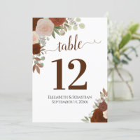 Cartão de Número de Tabela de Casamento de Outono 