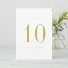Cartão de Número de Tabela de Casamento Dourado mi