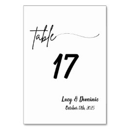 Cartão de Número de Tabela de Casamento Elegante