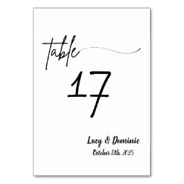 Cartão de Número de Tabela de Casamento Elegante