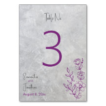 Cartão de Número de Tabela de Casamento em Concret