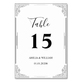 Cartão de Número de Tabela de Casamento | Estilo m