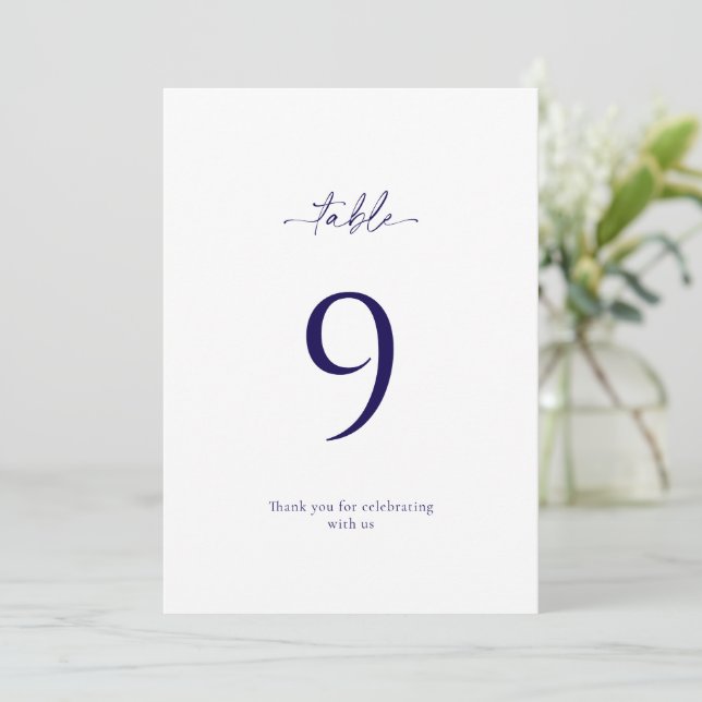 Cartão de Número de Tabela de Casamento Floral Azu (Em pé/Frente)