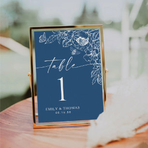 Cartão de Número de Tabela de Casamento Floral Chi