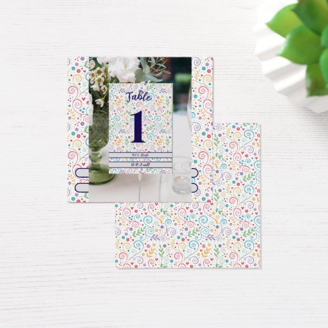 Cartão de Número de Tabela de Casamento Floral Col (Mesa)