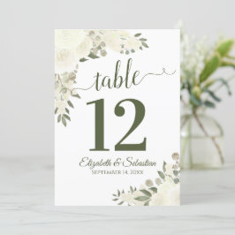 Cartão de Número de Tabela de Casamento Floral de