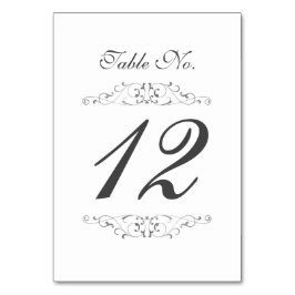 Cartão de Número de Tabela de Casamento Floreado d