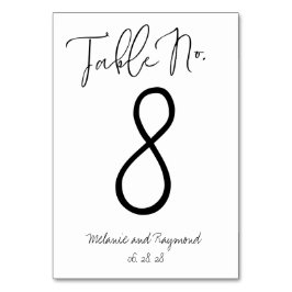 Cartão de Número de Tabela de Casamento Manuscrito
