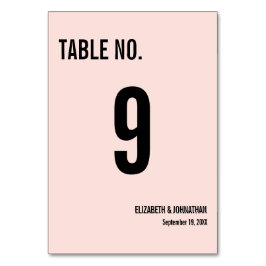 Cartão de Número de Tabela de Casamento Rosa Simpl