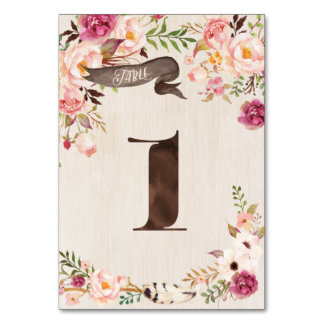 Cartão de Número de Tabela de Casamento Russo Flor